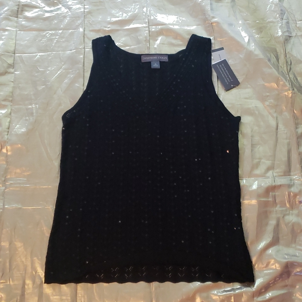 Josephine Chaus  Black Sequin Top Sz. Medium